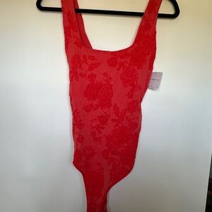 Free People Vibrant Red Floral Shapewear